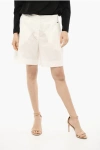 Woolrich Double Pleated Shorts With Belt Loops In White