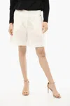 Woolrich Double Pleated Shorts With Belt Loops In White