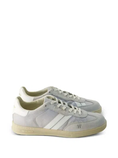 Woolrich Double U Leather Sneakers In Gray