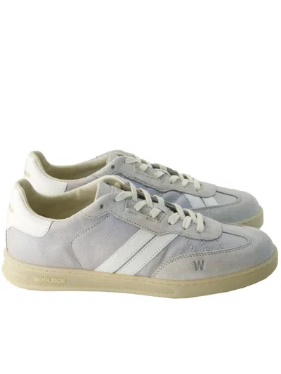 Woolrich Double Ut Suede Sneakers Contrast Stripe In Blue