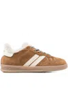 Woolrich Premium Leather Sneakers Featuring Contrast Stitching In Brown
