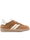 Woolrich Premium Leather Sneakers Featuring Contrast Stitching In Brown
