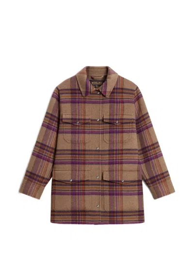 Woolrich Double-face Oversized Coat In Brown
