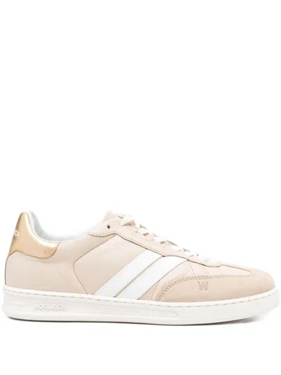 Woolrich Doubleu Leather-stripe Sneakers In Neutral