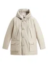 Woolrich Dove Grey Padded Parka With Hooded Neck In White
