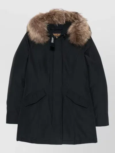 Woolrich Down Arctic Raccoon Puffer Jacket In Black