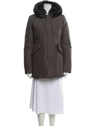 Pre-owned Woolrich Down Coat In Gray