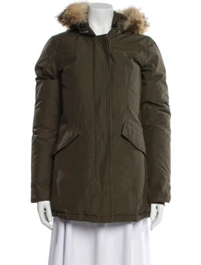Pre-owned Woolrich Down Coat In Green