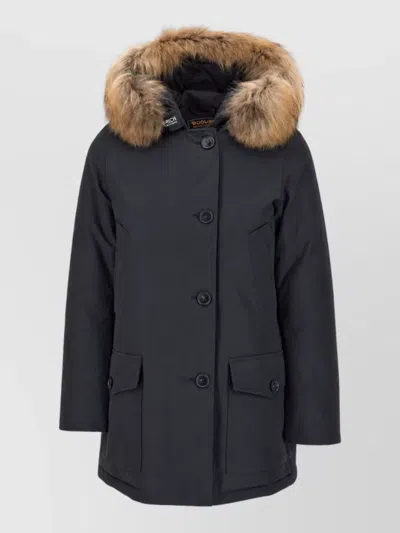 Woolrich Down Hooded Puffer Jacket In Blue