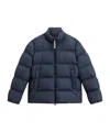 Woolrich Puffy Silhouette Coat With High Collar And Side Pockets In Blue