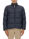 Woolrich Puffy Silhouette Coat With High Collar And Side Pockets In Blue