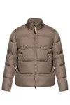 Woolrich Short Puffer Jacket With High Collar In Brown