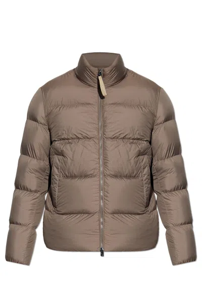 Woolrich Down Jacket With Stand-up Collar In Brown
