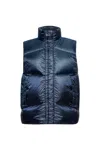 Woolrich Padded Quilted Sleeveless Vest In Blue