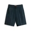 Woolrich Blended Linen Shorts In Linen With Waist Belt In Melton Blue