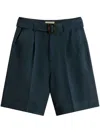 Woolrich Blended Linen Shorts In Linen With Waist Belt In Blue