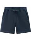 Woolrich Drawstring Cotton Track Shorts In Blue