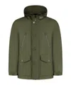 Woolrich Lightweight Ramar Parka With Hood And Adjustable Drawstring In Green