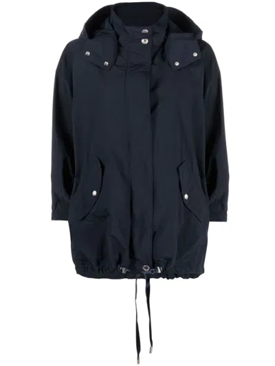 Woolrich Drawstring Hooded Parka In Blau