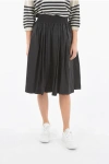 Woolrich Drawstring Waist Popeline Cotton Flared Skirt