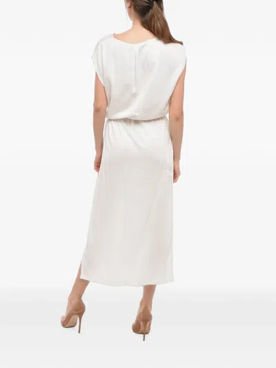 Woolrich Drawstring-waist Sleeveless Midi Dress In White
