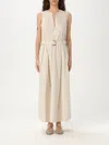 Woolrich Long Cotton Dress Detachable Belt In Beige