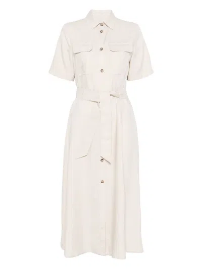 WOOLRICH WOOLRICH LIGHT BEIGE CHEMISIER MIDI DRESS