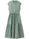Woolrich Tiered Poplin Midi Dress In Green