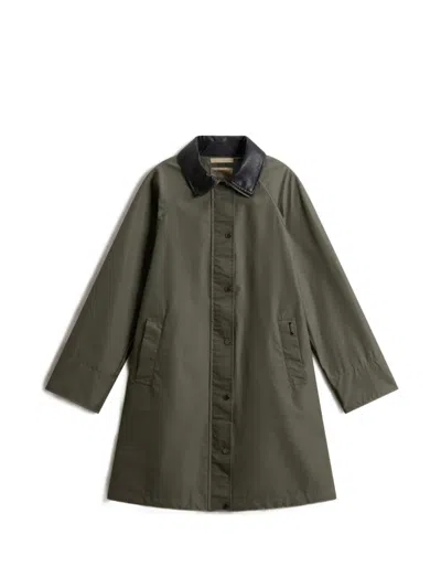 Woolrich Dundee Superwax Trench Coat In Green
