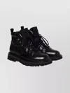 Woolrich Durable Leather Ankle Boots With Lug Sole In Black
