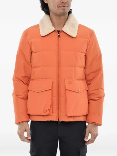 Woolrich Duster Blizzard Faux-fur-collar Quilted Jacket In Orange