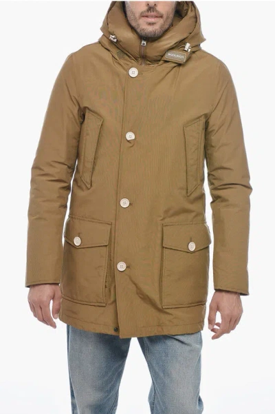 Woolrich Ecopack Double-layered Waterproof Parka In Brown