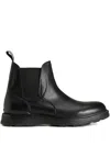 Woolrich Elastic-panel Leather Boots In Black