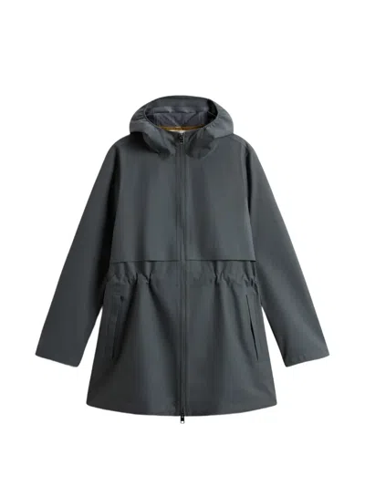 Woolrich Elasticated Hood Parka Coat In Gray