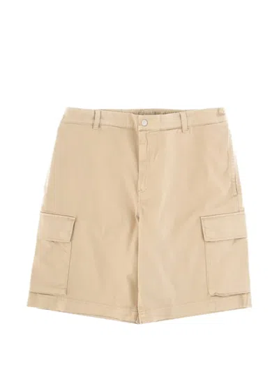 Woolrich Cotton Cargo Bermuda Shorts Belt Loops Pockets In White