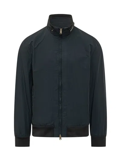 Woolrich Elevated Bomber Jacket With Neck Zip In Melton Blue