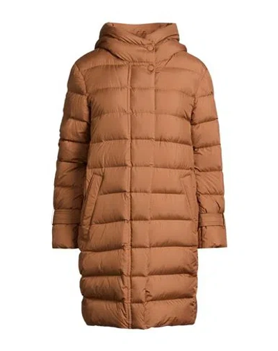 Woolrich Ellis Light Down Hooded Parka Woman Puffer Camel Size S Polyester In Orange