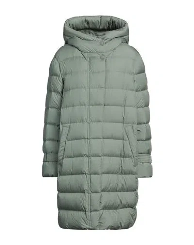 Woolrich Ellis Light Down Hooded Parka Woman Puffer Sage Green Size Xl Polyester In Sage Green