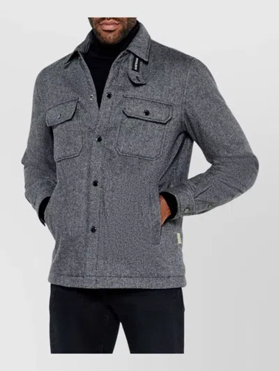 Woolrich Emblem Brand Jacket Front Pockets In Gray
