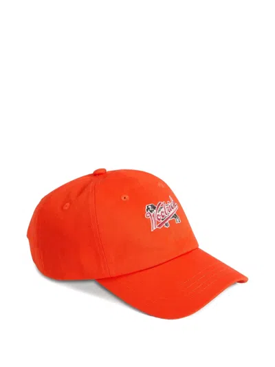 Woolrich Embroidered Graphic Baseball Cap In Orange