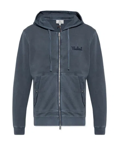 Woolrich Embroidered-logo Cotton Hoodie In Nude
