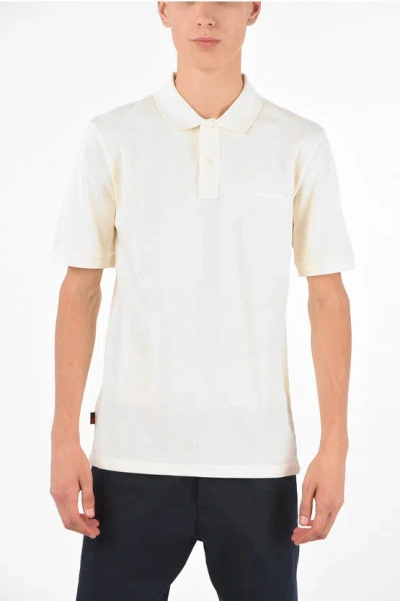 Woolrich Embroidered Logo Polo Collar T-shirt In Neutral