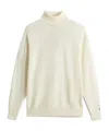 Woolrich Premium Wool Crewneck Sweater With Ribbed Details In White