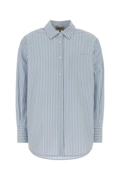 Woolrich Embroidered Poplin Shirt For Women In Blue