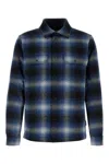 Woolrich Checked Italian Wool Blend Alaskan Padded Overshirt In Medievalblue