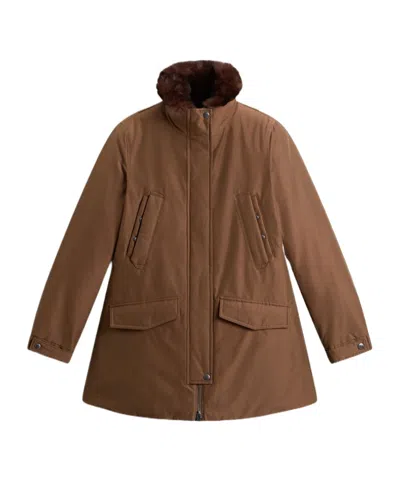 Woolrich Erie Faux-fur Trim Parka In Brown