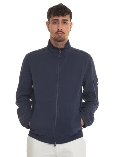 Woolrich Extra Light Full-zip Track Sweatshirt With Zip In Blue