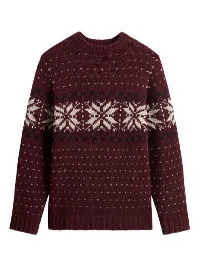 Woolrich Fair Isle Jacquard Sweater In Burgundy