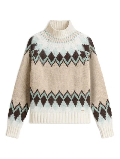 Woolrich Fair Isle Pattern Turtleneck Sweater In Neutral