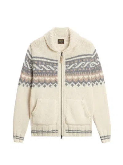 Woolrich Fair Isle Zip-up Cardigan In Neutral